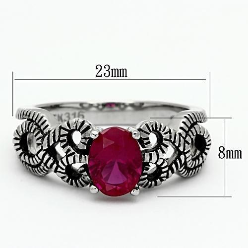 MATK1112 - High polished (no plating) Stainless Steel Ring with AAA Grade CZ  in Ruby