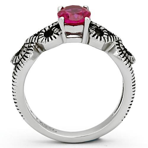 MATK1112 - High polished (no plating) Stainless Steel Ring with AAA Grade CZ  in Ruby