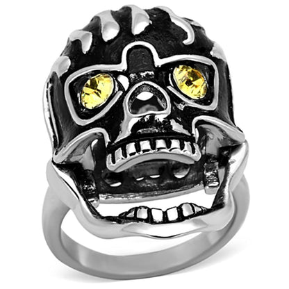 MATK1114 - High polished (no plating) Stainless Steel Ring with Top Grade Crystal  in Topaz