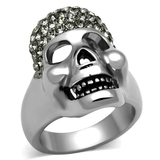 MATK1116 - High polished (no plating) Stainless Steel Ring with Top Grade Crystal  in Black Diamond