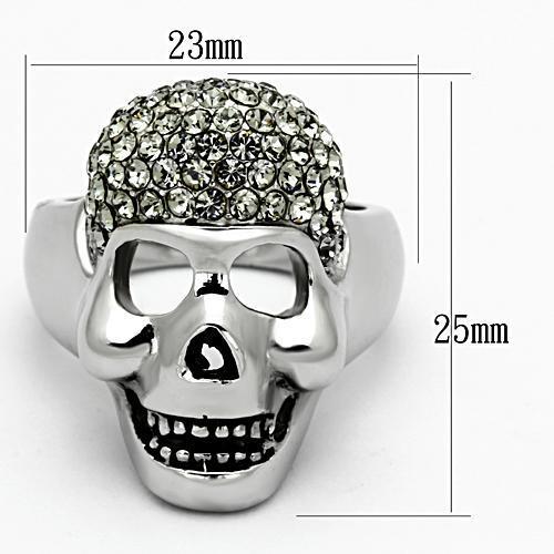 MATK1116 - High polished (no plating) Stainless Steel Ring with Top Grade Crystal  in Black Diamond