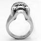 MATK1116 - High polished (no plating) Stainless Steel Ring with Top Grade Crystal  in Black Diamond
