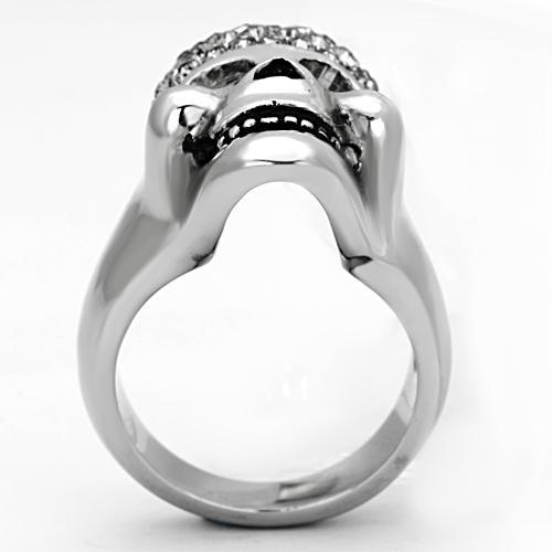 MATK1116 - High polished (no plating) Stainless Steel Ring with Top Grade Crystal  in Black Diamond