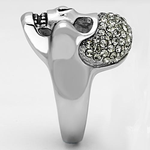 MATK1116 - High polished (no plating) Stainless Steel Ring with Top Grade Crystal  in Black Diamond