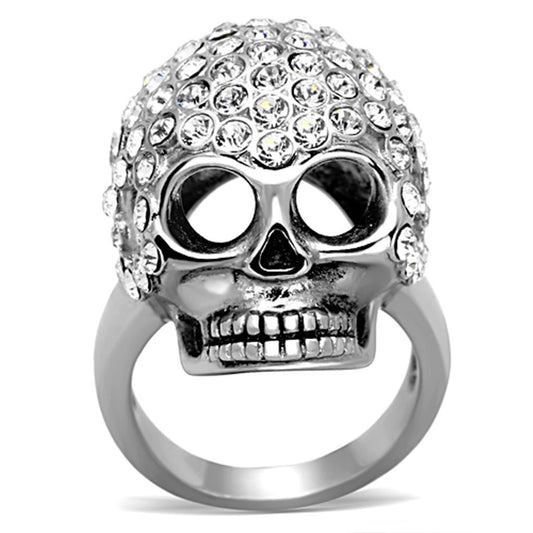 MATK1120 - High polished (no plating) Stainless Steel Ring with Top Grade Crystal  in Clear