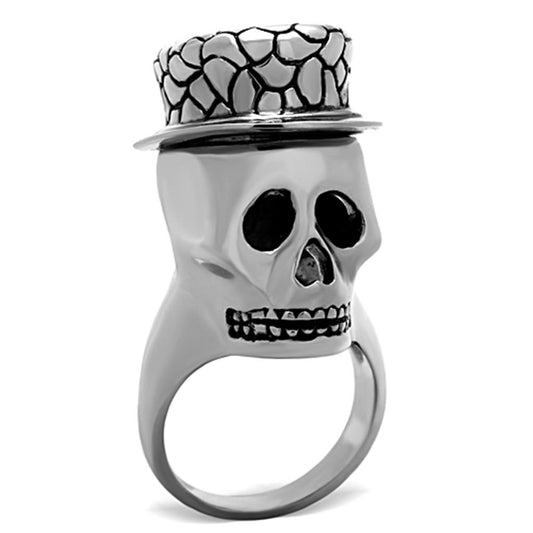 MATK1121 - High polished (no plating) Stainless Steel Ring with Epoxy  in Jet