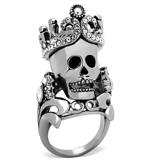 MATK1123 - High polished (no plating) Stainless Steel Ring with Top Grade Crystal  in Black Diamond