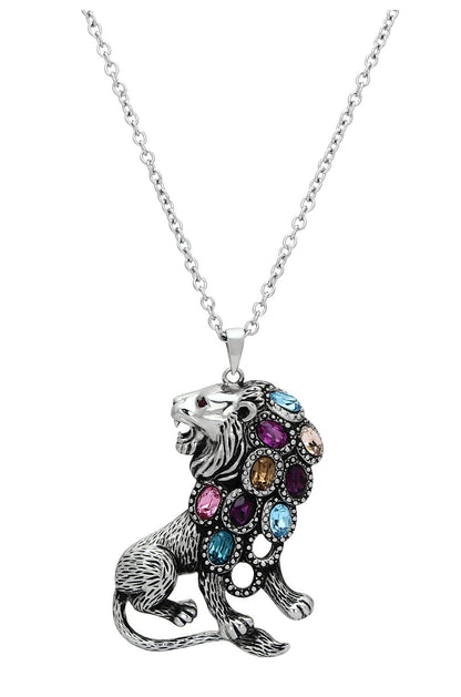 MATK1125 - High polished (no plating) Stainless Steel Chain Pendant with Top Grade Crystal  in Multi Color