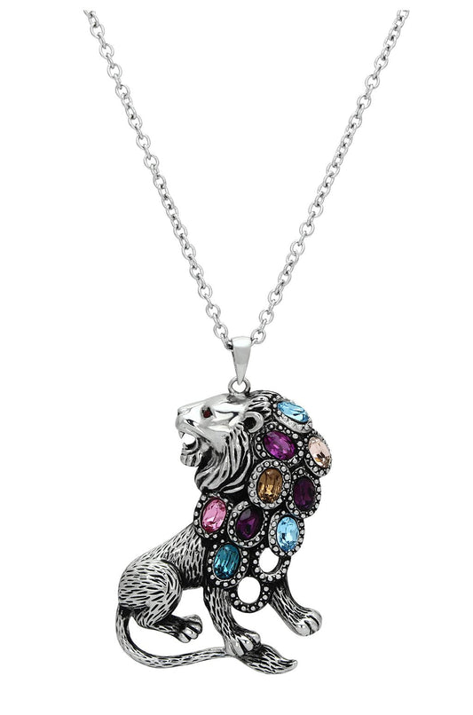 MATK1125 - High polished (no plating) Stainless Steel Chain Pendant with Top Grade Crystal  in Multi Color