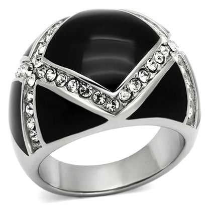 MATK1132 - High polished (no plating) Stainless Steel Ring with Top Grade Crystal  in Clear