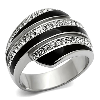 MATK1134 - High polished (no plating) Stainless Steel Ring with Top Grade Crystal  in Clear