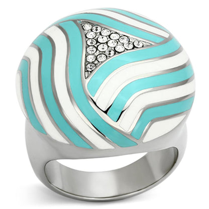 MATK1138 - High polished (no plating) Stainless Steel Ring with Top Grade Crystal  in Clear