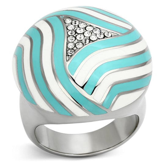 MATK1138 - High polished (no plating) Stainless Steel Ring with Top Grade Crystal  in Clear