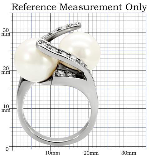 MATK113 - High polished (no plating) Stainless Steel Ring with Synthetic Pearl in White