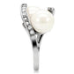 MATK113 - High polished (no plating) Stainless Steel Ring with Synthetic Pearl in White