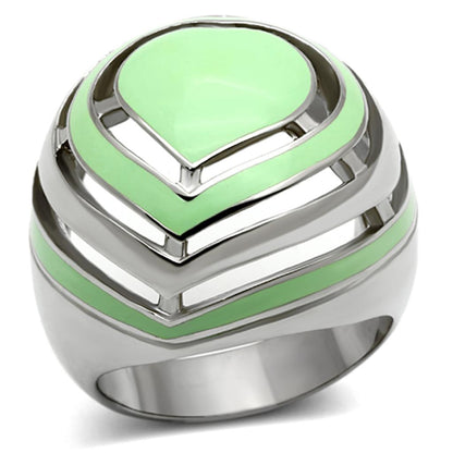 MATK1140 - High polished (no plating) Stainless Steel Ring with Epoxy  in Emerald