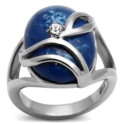 MATK1144 - High polished (no plating) Stainless Steel Ring with Synthetic Synthetic Stone in Capri Blue