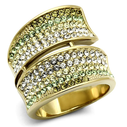 MATK1146 - IP Gold(Ion Plating) Stainless Steel Ring with Top Grade Crystal  in Multi Color