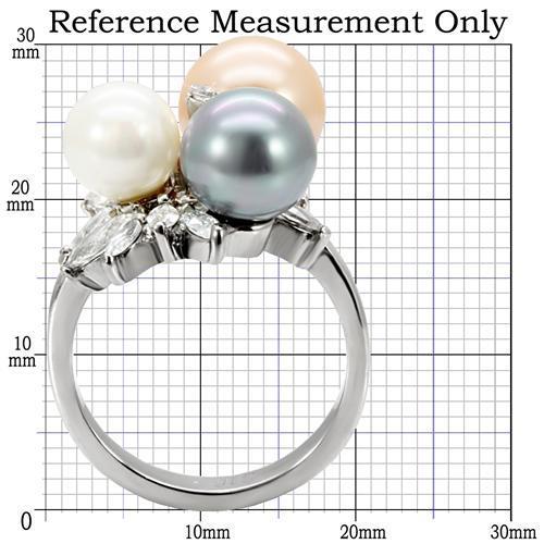 MATK114 - High polished (no plating) Stainless Steel Ring with Synthetic Pearl in Multi Color