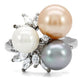 MATK114 - High polished (no plating) Stainless Steel Ring with Synthetic Pearl in Multi Color