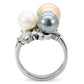 MATK114 - High polished (no plating) Stainless Steel Ring with Synthetic Pearl in Multi Color