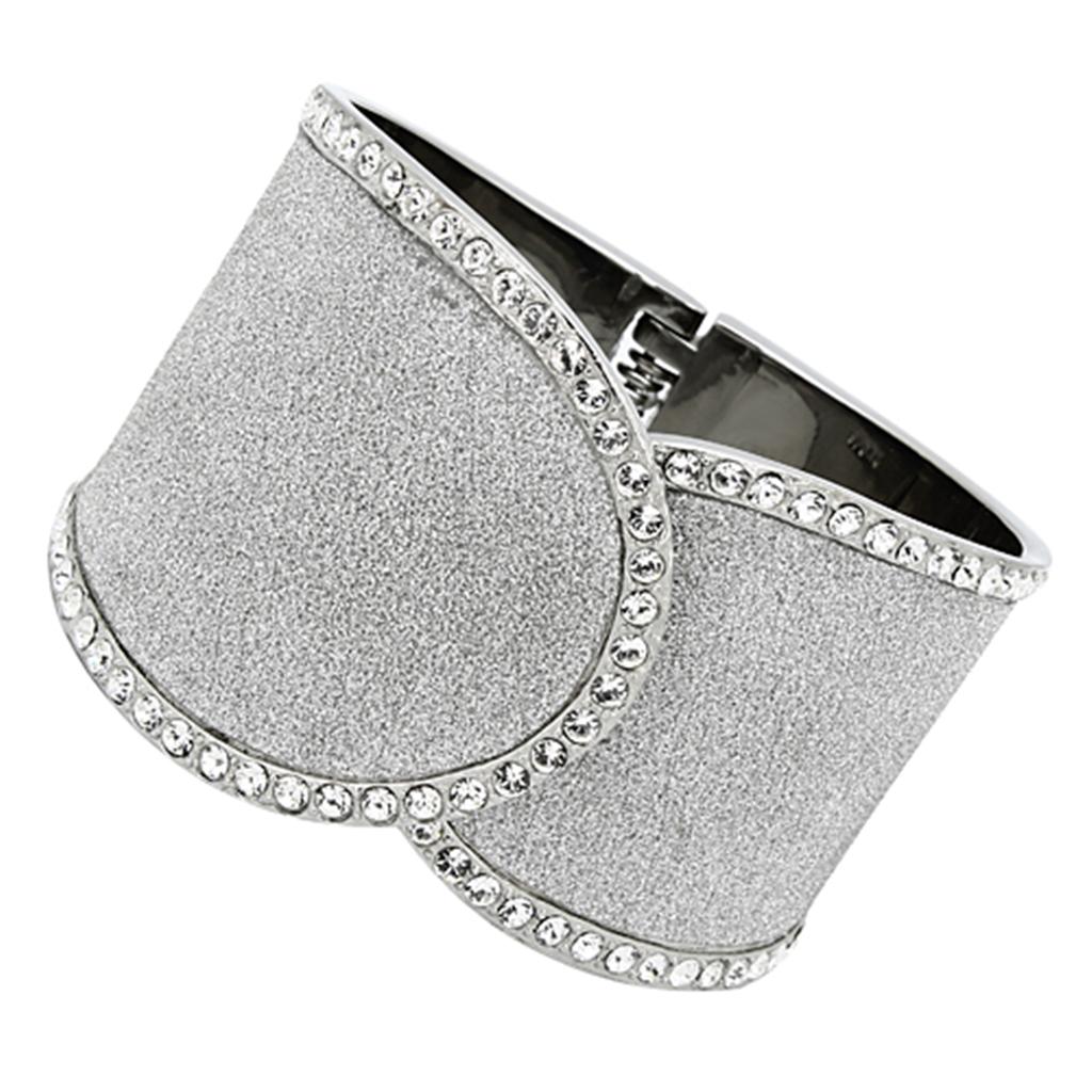 MATK1152 - High polished (no plating) Stainless Steel Bangle with Top Grade Crystal  in Clear