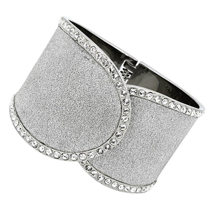 MATK1152 - High polished (no plating) Stainless Steel Bangle with Top Grade Crystal  in Clear