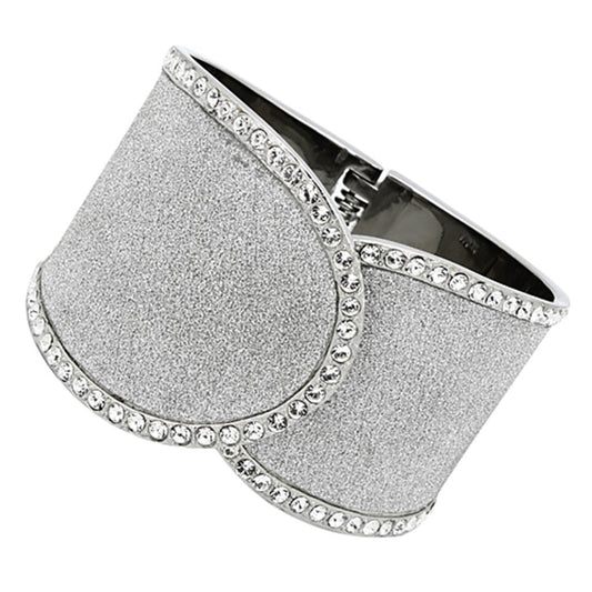 MATK1152 - High polished (no plating) Stainless Steel Bangle with Top Grade Crystal  in Clear