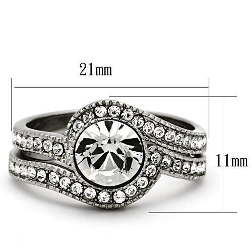 MATK1155 - High polished (no plating) Stainless Steel Ring with Top Grade Crystal  in Clear