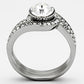 MATK1155 - High polished (no plating) Stainless Steel Ring with Top Grade Crystal  in Clear