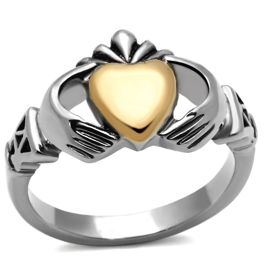 MATK1157 - Two-Tone IP Gold (Ion Plating) Stainless Steel Ring with No Stone