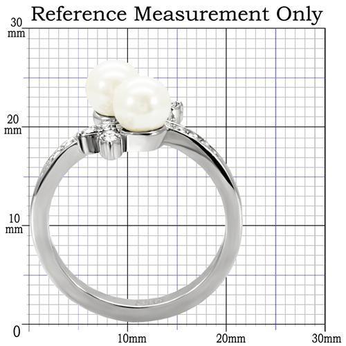 MATK116 - High polished (no plating) Stainless Steel Ring with Synthetic Pearl in White