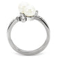 MATK116 - High polished (no plating) Stainless Steel Ring with Synthetic Pearl in White