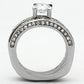 MATK1175 - High polished (no plating) Stainless Steel Ring with AAA Grade CZ  in Clear