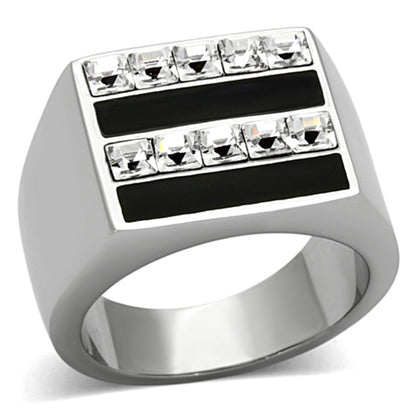 MATK1177 - High polished (no plating) Stainless Steel Ring with Top Grade Crystal  in Clear