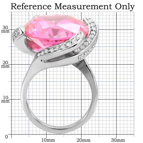 MATK117 - High polished (no plating) Stainless Steel Ring with AAA Grade CZ  in Rose