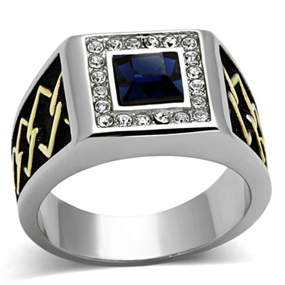 MATK1180 - Two-Tone IP Gold (Ion Plating) Stainless Steel Ring with Top Grade Crystal  in Montana