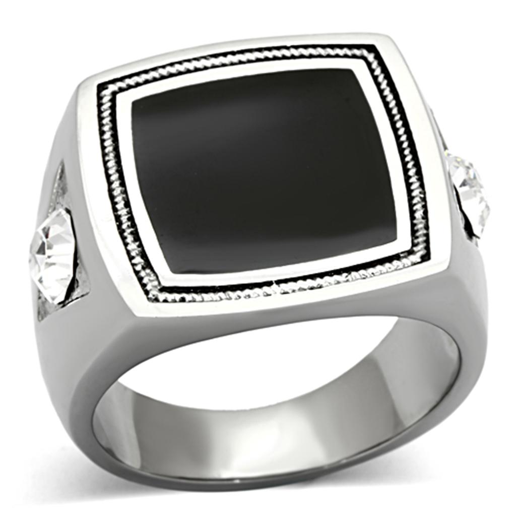 MATK1182 - High polished (no plating) Stainless Steel Ring with Top Grade Crystal  in Clear