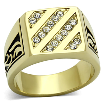 MATK1189 - IP Gold(Ion Plating) Stainless Steel Ring with Top Grade Crystal  in Clear