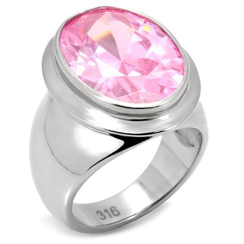 MATK118 - High polished (no plating) Stainless Steel Ring with AAA Grade CZ  in Rose