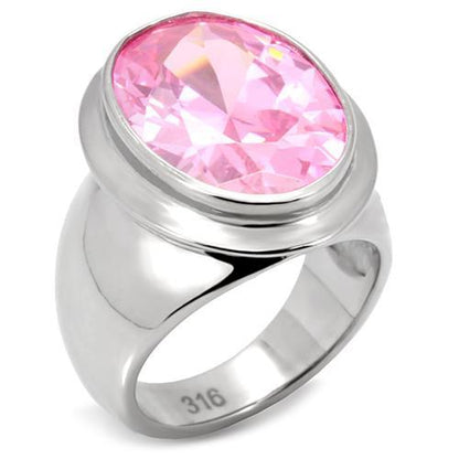 MATK118 - High polished (no plating) Stainless Steel Ring with AAA Grade CZ  in Rose