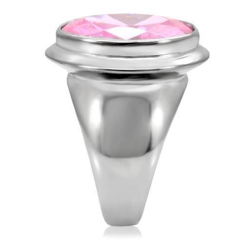 MATK118 - High polished (no plating) Stainless Steel Ring with AAA Grade CZ  in Rose