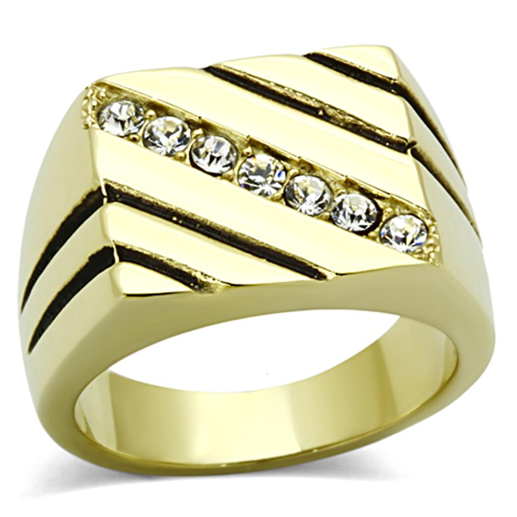 MATK1190 - IP Gold(Ion Plating) Stainless Steel Ring with Top Grade Crystal  in Clear