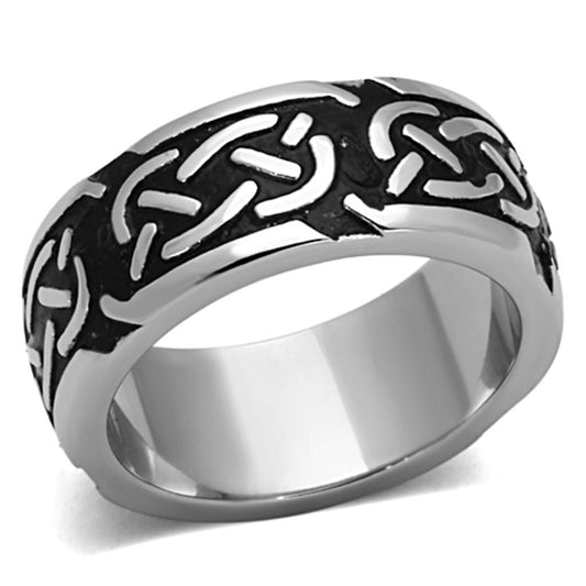 MATK1197 - High polished (no plating) Stainless Steel Ring with Epoxy  in Jet