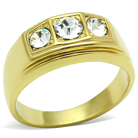 MATK119G - IP Gold(Ion Plating) Stainless Steel Ring with Top Grade Crystal  in Clear