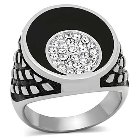 MATK1200 - High polished (no plating) Stainless Steel Ring with Top Grade Crystal  in Clear