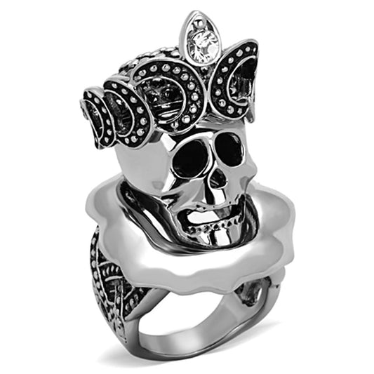 MATK1201 - High polished (no plating) Stainless Steel Ring with Top Grade Crystal  in Clear