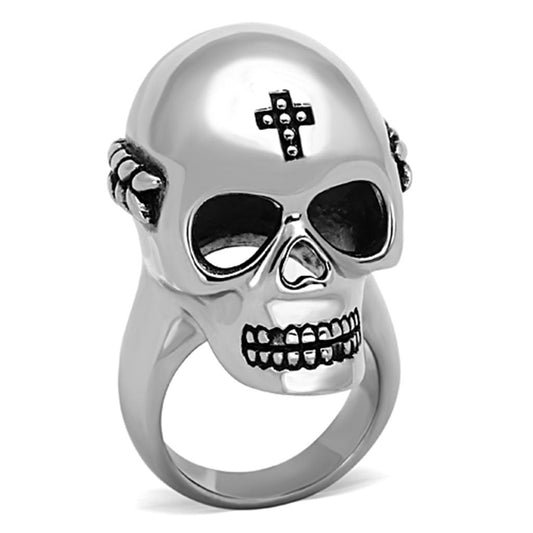 MATK1202 - High polished (no plating) Stainless Steel Ring with Epoxy  in Jet