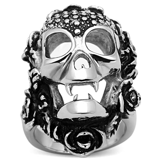 MATK1203 - High polished (no plating) Stainless Steel Ring with Top Grade Crystal  in Black Diamond