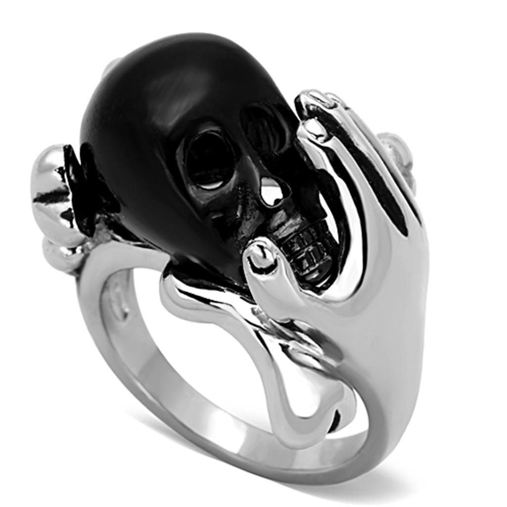 MATK1206 - Two-Tone IP Black Stainless Steel Ring with Epoxy  in Jet